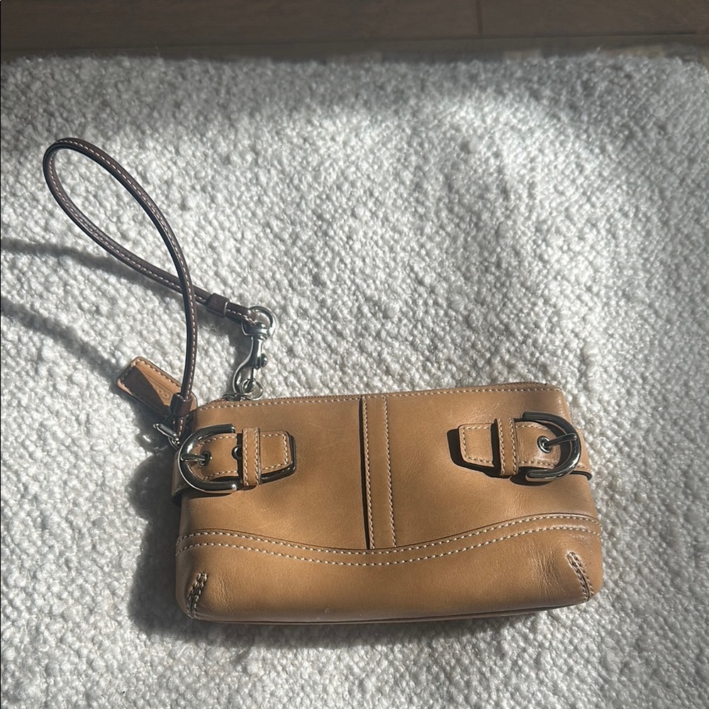 Coach Tan Leather Wristlet